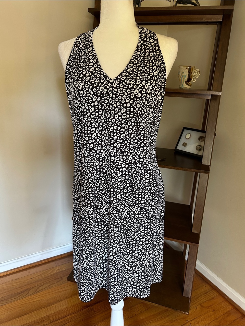 Tommy Bahama Black and White Sandy Spots Halter Print Dress